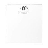 Bloc-note Chic Moderne M. Mme Couple Monogramme Script Initi (Devant)