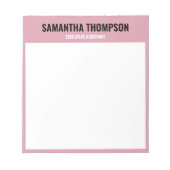 Bloc-note Chic Moderne Rose, Blanc & Noir  (Devant)