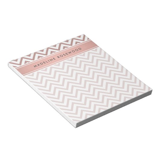 Bloc-note Chic moderne Rose or Chevron Monogrammé (Incliné)