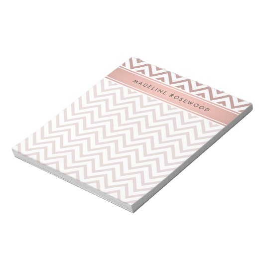 Bloc-note Chic moderne Rose or Chevron Monogrammé (Tourné)