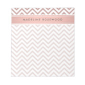 Bloc-note Chic moderne Rose or Chevron Monogrammé (Devant)