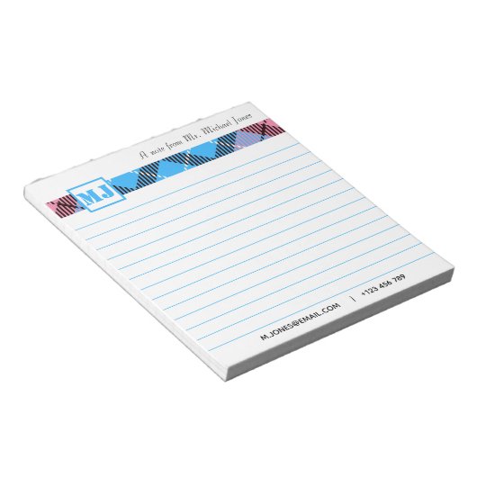 Bloc-note Chic Monogramme Nom du script Plaid Professional L (Incliné)
