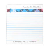 Bloc-note Chic Monogramme Nom du script Plaid Professional L (Devant)