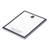 Bloc-note Chic Navy Blue Leather Circle logo professionnel (Tourné)