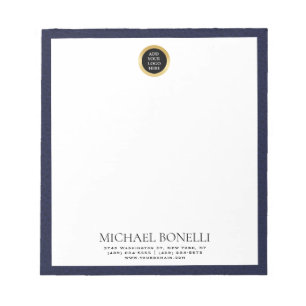 Bloc-note Chic Navy Blue Leather Circle logo professionnel