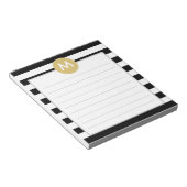 Bloc-note Chic noir rayures monogramme Pad (Incliné)
