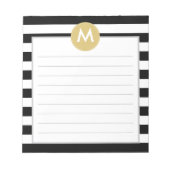 Bloc-note Chic noir rayures monogramme Pad (Devant)