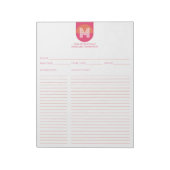 Bloc-note Chic Retro Pink Orange Geometric Monogram Recipe (Tourné)