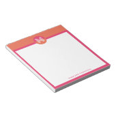 Bloc-note Chic Rétro Rose Orange Géométrique Monogramme Mode (Incliné)