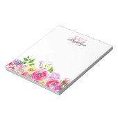 Bloc-note Chic rose clair violet floral Monogramme (Tourné)