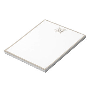 Bloc-note Chic rustique moderne Monogramme beige minimaliste