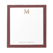 Bloc-note Chic Script élégant Tweed Red Gold Monogramme (Devant)