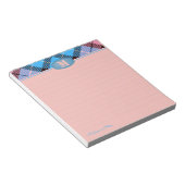 Bloc-note Chic Script Personnalisé Monogramme Plaid Jeans Pi (Incliné)