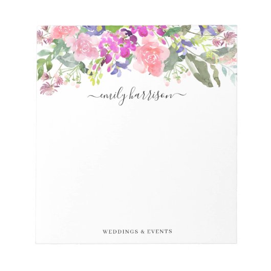Bloc-note Chic Watercolor Floral Botanical Personalized (Devant)