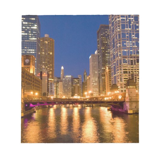 Bloc-note Chicago, Illinois, Skyline et rivière Chicago à (Devant)