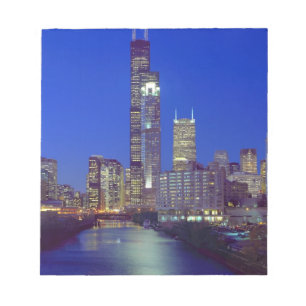 Bloc-note Chicago, Illinois, Skyline la nuit avec Chicago