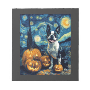 Bloc-note Chien Boston Terrier Mignon Halloween Jack O Lante