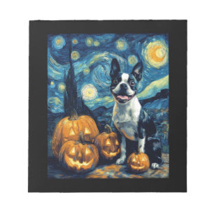 Bloc-note Chien Boston Terrier Mignon Halloween Jack O Lante