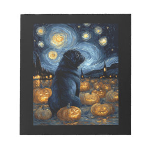 Bloc-note Chien Carlin noir de la nuit étoilée de van gogh h