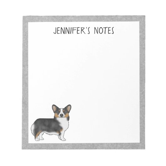 Bloc-note Chien Corgi Gallois de Pembroke Tri Noir et Texte (Devant)