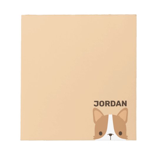Bloc-note Chien Corgi mignon avec nom personnalisé (Devant)
