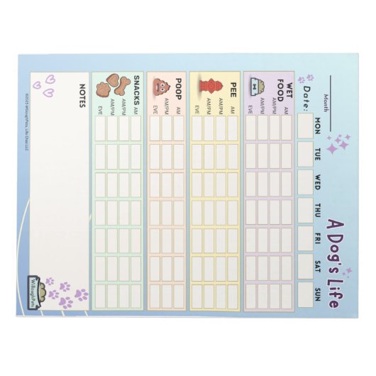 Bloc-note Chien Daily Tracker : Lundi Starter (Devant)