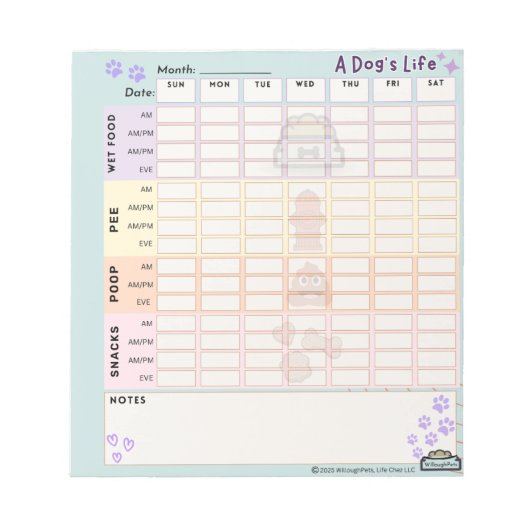 Bloc-note Chien Daily Tracker Notepad 40 pages Sunday Starte (Devant)