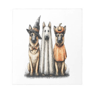 Bloc-note Chien de berger allemand fantôme d'Halloween