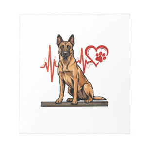 Bloc-note Chien de berger belge Battement de coeur Patte Coe