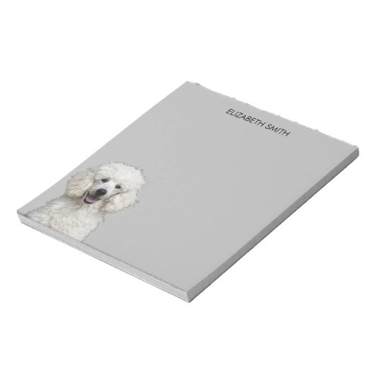 Bloc-note Chien de caniche standard blanc (Tourné)