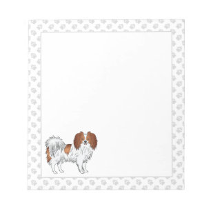 Bloc-note Chien De Caricature Phalène Rouge Et Blanc Avec Pâ