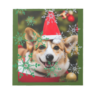 Bloc-note Chien de Corgi souriant Noël fun
