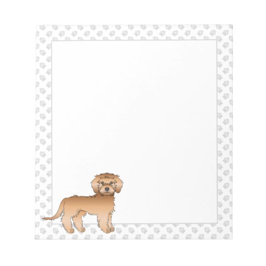 Bloc-note Chien de dessin animé Mini Goldendoodle Abricot & (Devant)