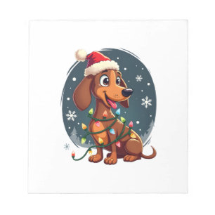 Bloc-note Chien de Noël Dachshund Père Noël Xmas Wiener Femm