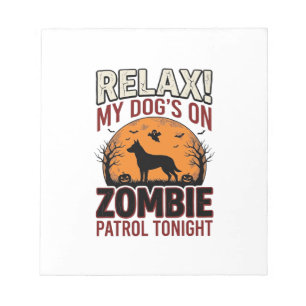Bloc-note Chien de patrouille zombie Halloween Gravure vinta
