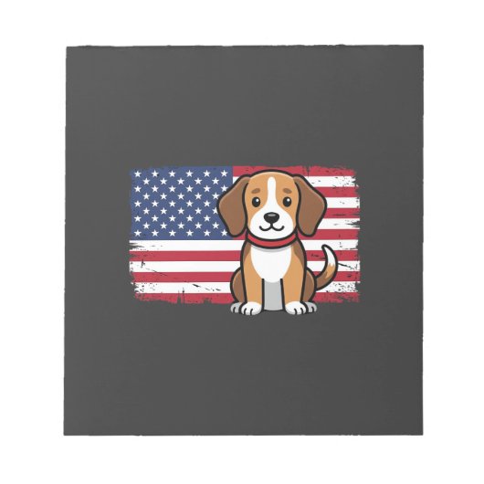 Bloc-note Chien Drapeau Américain Vectoriel Patriotique (Devant)