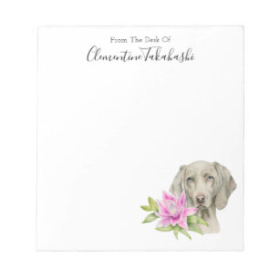 Bloc-note Chien élégant Weimaraner Aquarelle Ajoutez votre