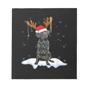 Bloc-note Chien en pyjama de Noël à lumières de sapin Black