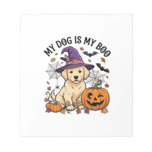 Bloc-note Chien est Boo Halloween Sorcière Chiot Citrouille_