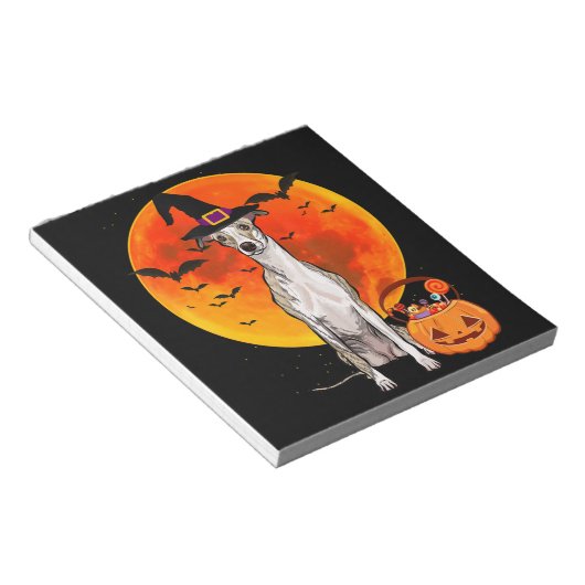 Bloc-note Chien Halloween Whippet Jack-o'-lantern Citrouille (Incliné)