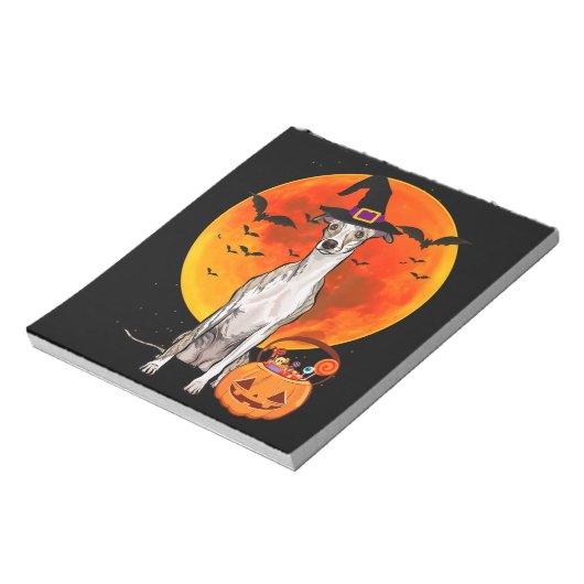 Bloc-note Chien Halloween Whippet Jack-o'-lantern Citrouille (Tourné)