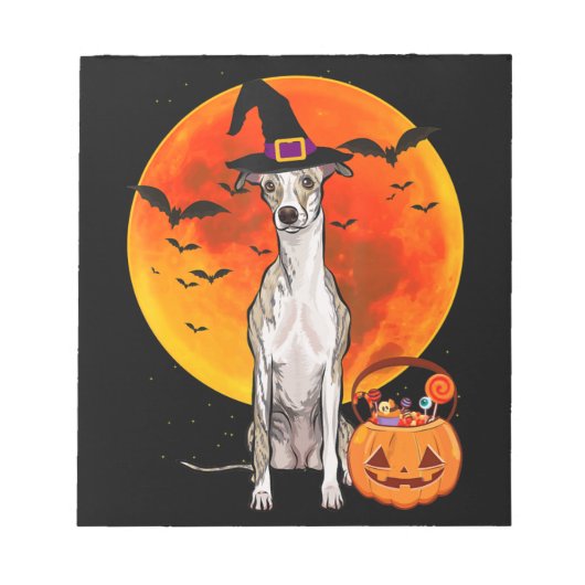 Bloc-note Chien Halloween Whippet Jack-o'-lantern Citrouille (Devant)