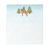 Bloc-note Chien Hongrois Vizsla dans la forêt hivernale neig (Devant)