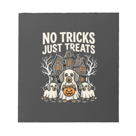 Bloc-note Chien Mignon Halloween Pas de Farces Rien que des  (Devant)