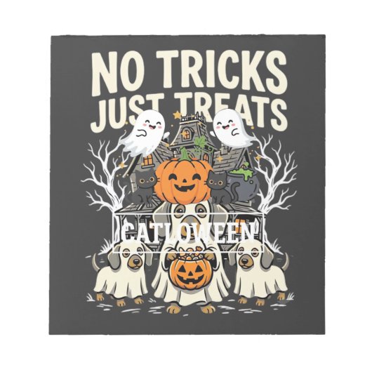 Bloc-note Chien Mignon Halloween Pas de Farces Rien que des (Devant)