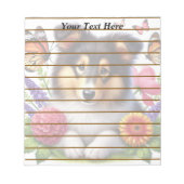 Bloc-note Chien-mouton Shetland avec fleurs et papillons (Devant)
