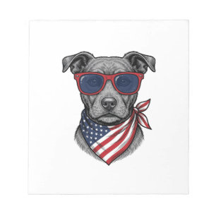 Bloc-note Chien Patriotique Avec Lunettes De Soleil Design D