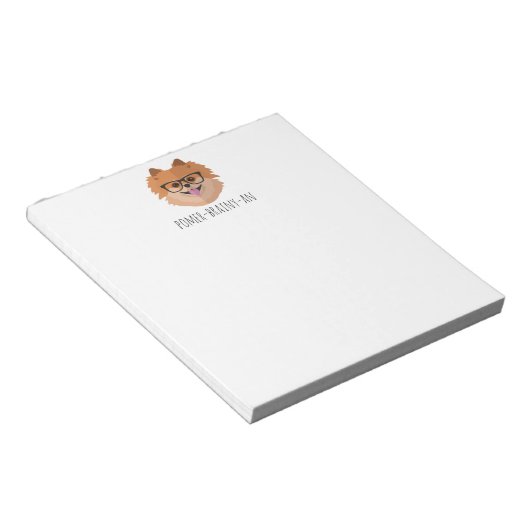 Bloc-note Chien Poméranien En Verres Nerd | POMER-BRAINY-AN (Incliné)