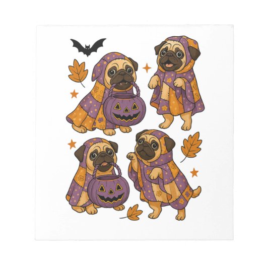 Bloc-note Chien Pug Fantôme Halloween Effrayant (Devant)