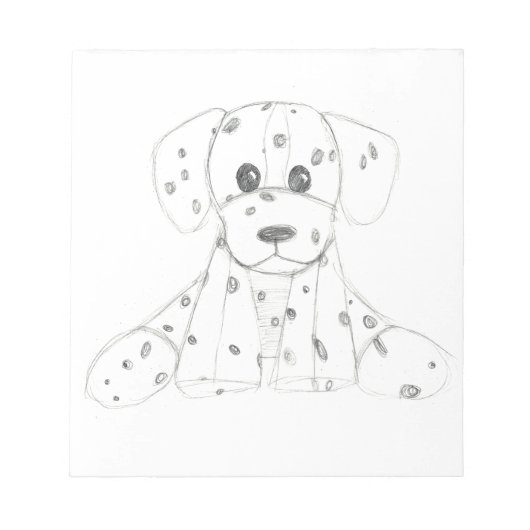 Bloc-note chien simple doodle enfants noir blanc dalmate (Devant)